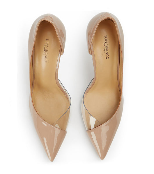 Tony Bianco Adore Coco Lack/Clear Vinylite 10.5cm Court Skor Beige | FSEHY56129