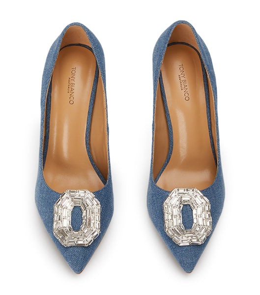 Tony Bianco Alison Washed Denim 10.5cm Bling klackar Blå | SEICD69734