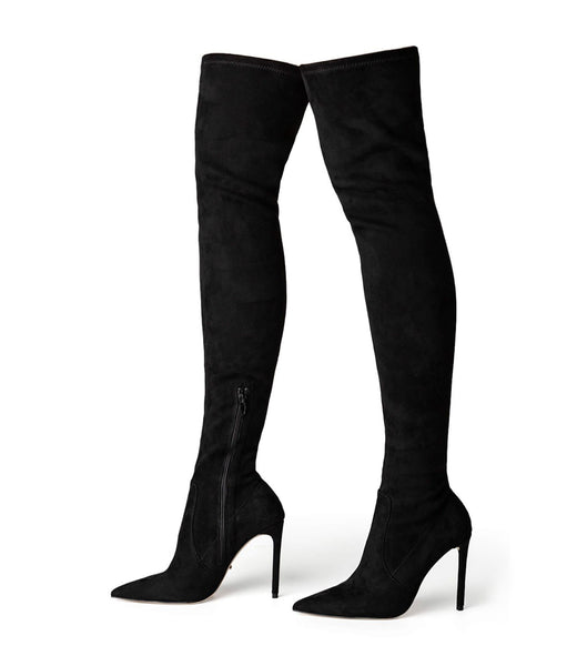 Tony Bianco Avah Black Stretch Mocka 10.5cm Stilettstövlar Svarta | PSEER41028