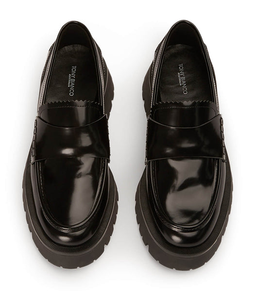 Tony Bianco Brooklyn Black Hi Shine 4.5cm Loafers Svarta | SEXBR12995