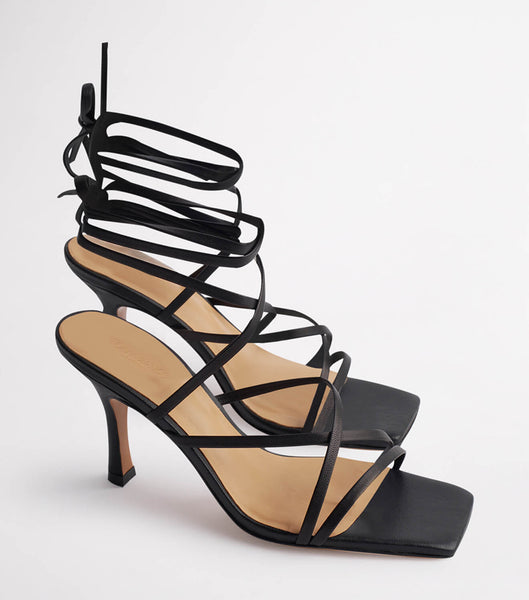 Tony Bianco Caden Black Sheep Nappa 8.5cm Strappy Heels Svarta | GSEEC17800