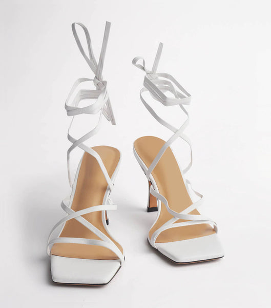 Tony Bianco Caden White Sheep Nappa 8.5cm Strappy Heels Vita | GSEEC33396