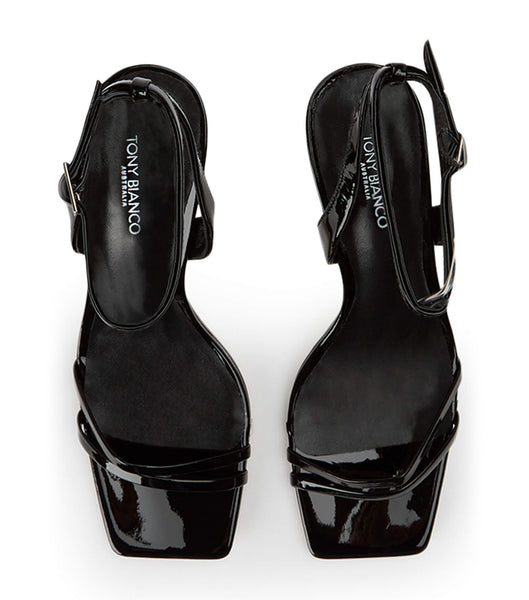 Tony Bianco Camelia Black Lack 8.5cm Strappy Heels Svarta | SEZDE98740