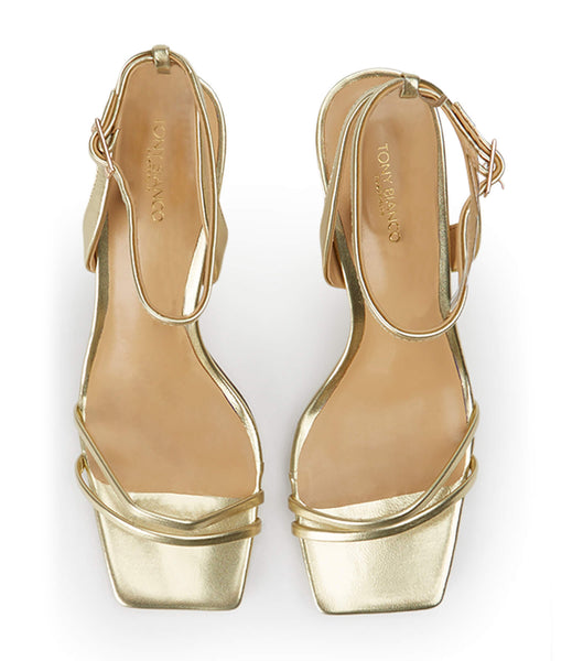 Tony Bianco Camelia Gold Nappa Metallic 8.5cm Strappy Heels Guld Metal | QSEUV12299