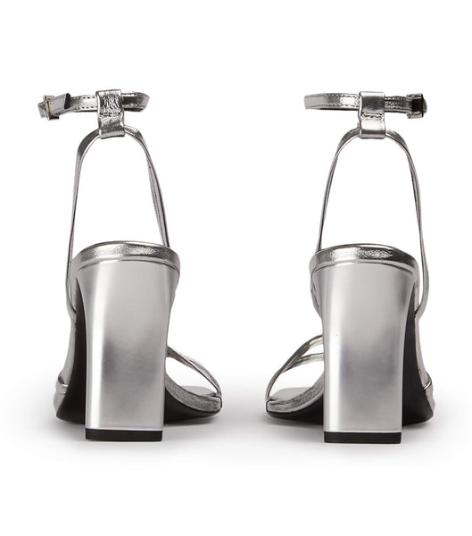 Tony Bianco Corso Silver Foil 8.5cm Strappy Heels Silver | SEQCS90655