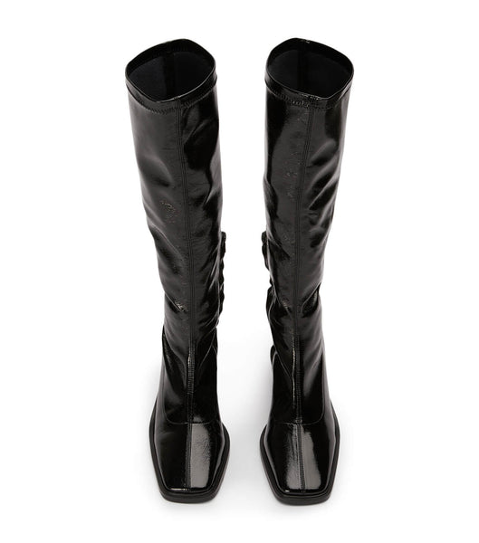 Tony Bianco Damon Black Crinkle Lack 7.5cm Mid Calf Boots Svarta | SEJBT19596