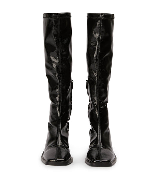 Tony Bianco Damon Black Crinkle Lack 7.5cm Mid Calf Boots Svarta | SEJBT19596