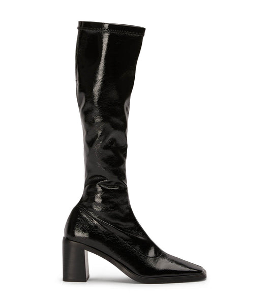 Tony Bianco Damon Black Crinkle Lack 7.5cm Mid Calf Boots Svarta | SEJBT19596