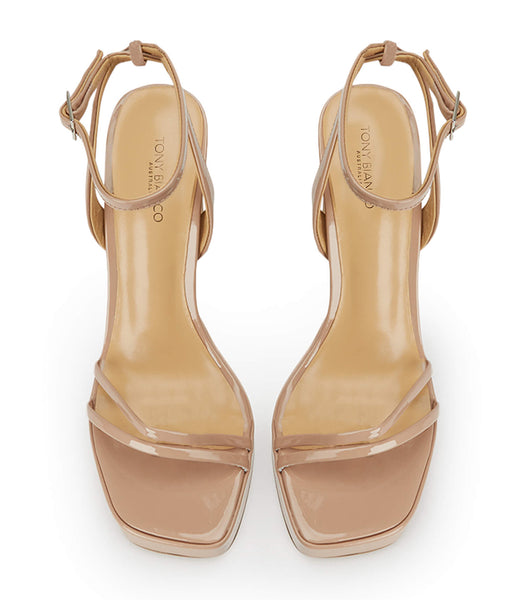 Tony Bianco Dandy Coco Lack 11.5cm Strappy Heels Beige | SENZX79247