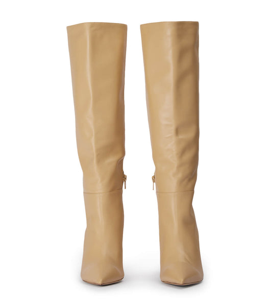 Tony Bianco Drake Butter Nappa 9.5cm Mid Calf Boots Beige | XSEGW11902