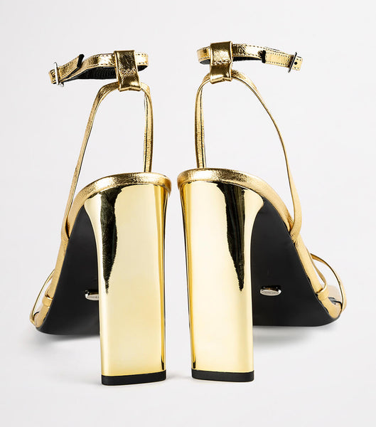 Tony Bianco Fiance Gold Foil 11cm Strappy Heels Guld | SEJBT49184