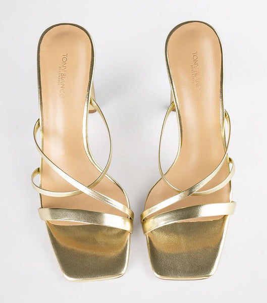 Tony Bianco Fior Gold Nappa Metallic 11cm Strappy Heels Guld Metal | DSEVO97704