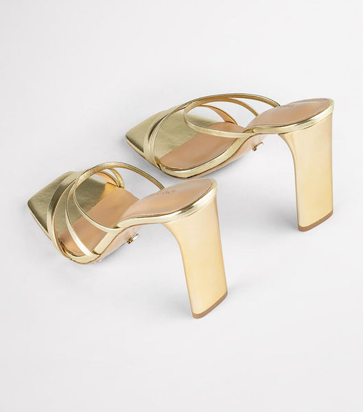 Tony Bianco Fior Gold Nappa Metallic 11cm Strappy Heels Guld Metal | DSEVO97704