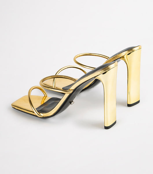 Tony Bianco Florence Gold Foil 11cm Strappy Heels Guld | DSEKV40031