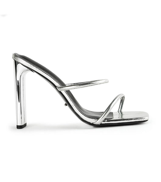 Tony Bianco Florence Silver Foil 11cm Strappy Heels Silver | YSEGT72083