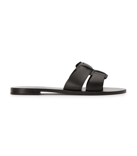 Tony Bianco Force Black 1cm Platta Sandaler Svarta | SECIF39243