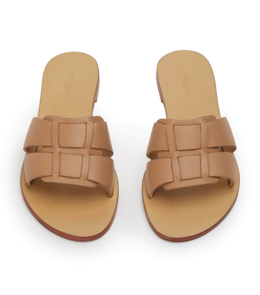 Tony Bianco Force Camel 1cm Platta Sandaler Bruna | ASEWC96864