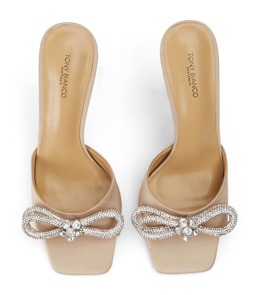 Tony Bianco Franki Nude Satin 10.5cm Bling klackar Beige | SENEJ61805