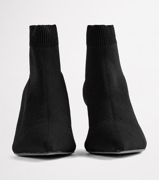 Tony Bianco Gwen Black Sock Knit 6.5cm Ankelboots Svarta | SEQCS48424