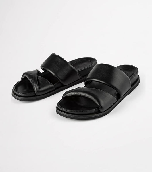 Tony Bianco Henry Black Nappa 3.5cm Platta Sandaler Svarta | SEJBT57251