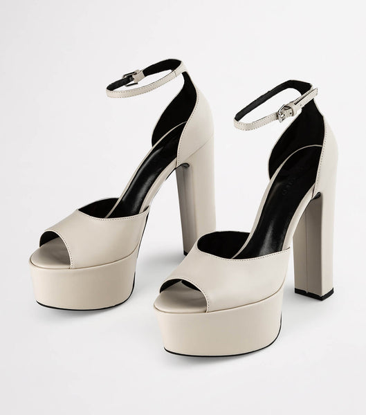 Tony Bianco Jayze Vanilla Nappa 14cm Platform Skor Vita Svarta | SSENY73057