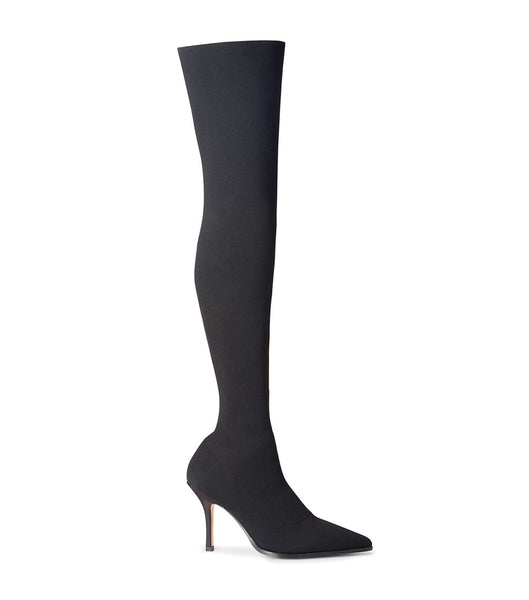 Tony Bianco Kori Black Sock Knit 9.5cm Lackstövlar Svarta | ASEWC23831