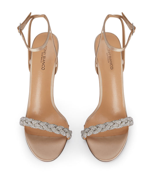 Tony Bianco Kosta Nude Satin 11cm Bling klackar Beige | SENZX73060