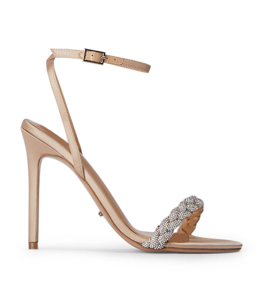 Tony Bianco Kosta Nude Satin 11cm Bling klackar Beige | SENZX73060