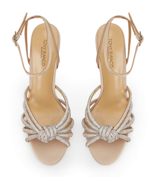 Tony Bianco Kyla Nude Satin 11cm Bling klackar Beige | SSEVO78385