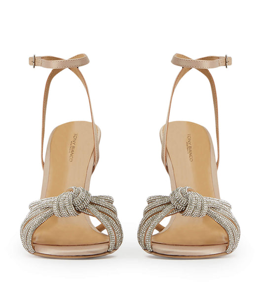 Tony Bianco Kyla Nude Satin 11cm Strappy Heels Beige | TSEPQ83885