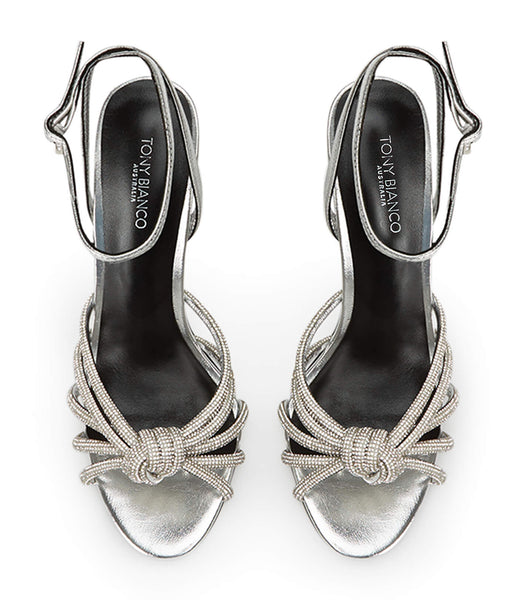 Tony Bianco Kyla Silver Foil 11cm Strappy Heels Silver | GSEEC44414