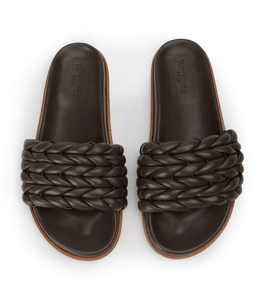 Tony Bianco Layton Chocolate Nappa Platta Sandaler Choklad | SEXMI85689