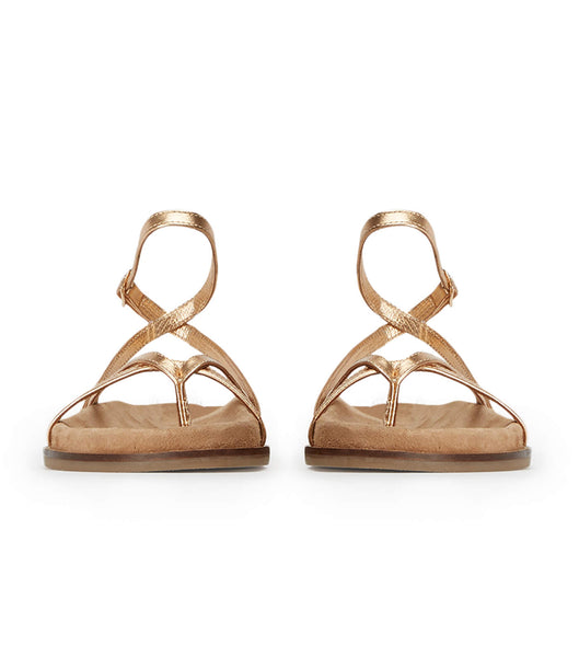 Tony Bianco Lucie Antique Gold Nappa 1.5cm Platta Sandaler Guld | SEICD25178