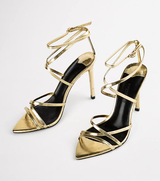 Tony Bianco Marcy Gold Foil 10.5cm Evenemangsklackar Guld | YSEVQ97950