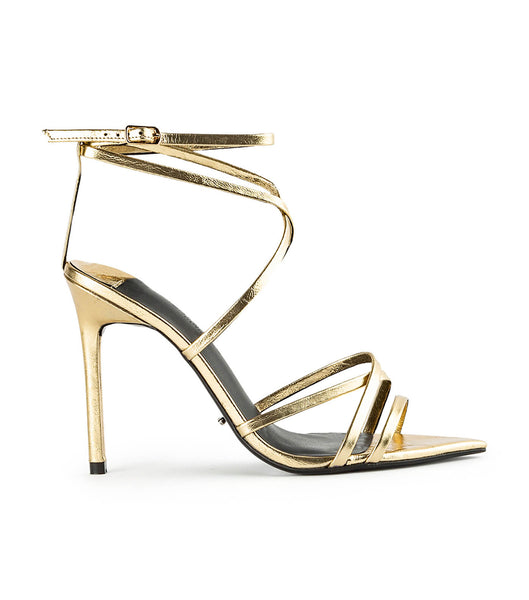 Tony Bianco Marcy Gold Foil 10.5cm Strappy Heels Guld | ASEWC73494