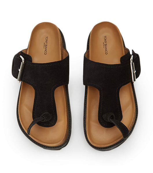 Tony Bianco Marlo Black Mocka 3cm Platta Sandaler Svarta | SSEVO60454