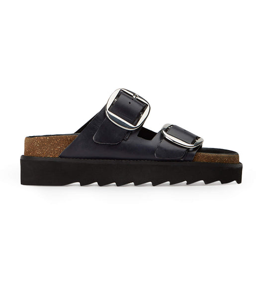 Tony Bianco Marty Black Wax Platta Sandaler Svarta | MSEFT66338