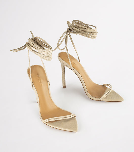 Tony Bianco Millie Vanilla Snake 10.5cm Strappy Heels Ljusgula | USEND29890