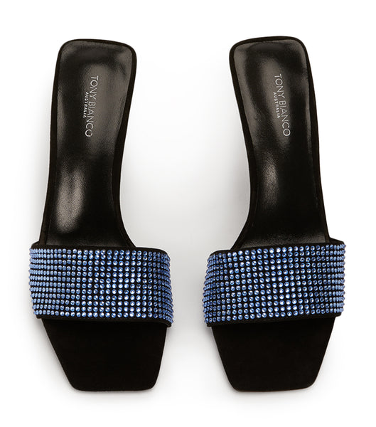 Tony Bianco Naomi Blue Crystal/Black Mocka 10.5cm Evenemangsklackar Blå Svarta | SEJBT77164