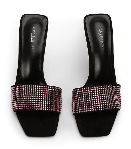 Tony Bianco Naomi Pink Crystal/Black Mocka 10.5cm Stilettklackar Rosa Svarta | MSEHR66230