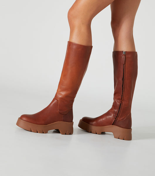 Tony Bianco Rage Cognac 5.5cm Mid Calf Boots Bruna | SEEGJ99090