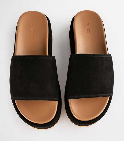 Tony Bianco Rio Black Phoenix 6cm Platta Sandaler Svarta Röda | LSESX12248