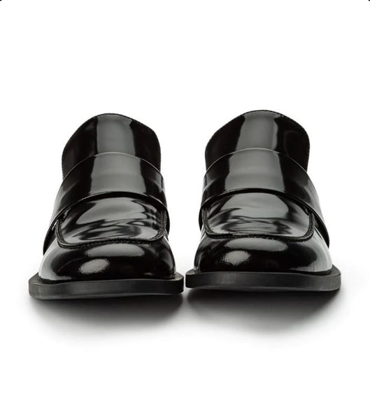 Tony Bianco Rovin Black Hi Shine 2.5cm Loafers Svarta | ZSEMJ52155