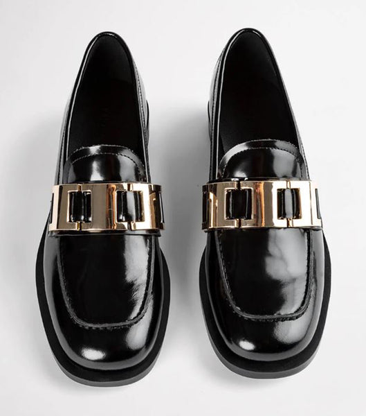 Tony Bianco Ruiz Black Hi Shine 2.5cm Loafers Svarta | LSESX47825