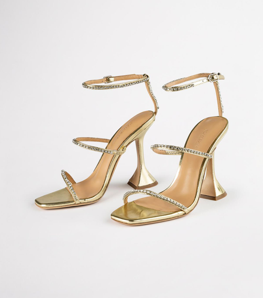 Tony Bianco Skye Gold Nappa Metallic 10.5cm Strappy Heels Guld Metal | PSEER25137