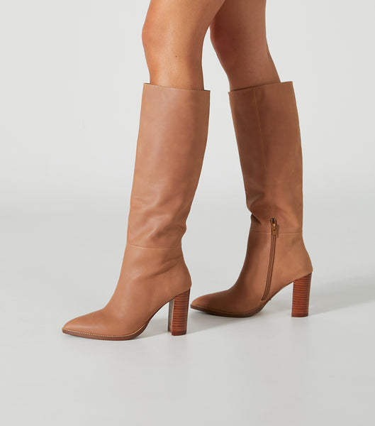 Tony Bianco Skyla Caramel Venice 9cm Mid Calf Boots Beige | SSEVO80855