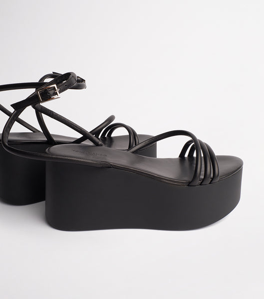 Tony Bianco Tory Black Sheep Nappa 9.5cm Strappy Heels Svarta | SEZPD27953