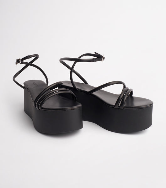 Tony Bianco Tory Black Sheep Nappa 9.5cm Strappy Heels Svarta | SEZPD27953