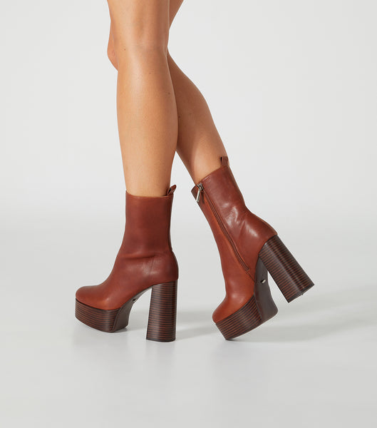 Tony Bianco Tyra Cognac 12cm Ankelboots Bruna | SEIIZ49524