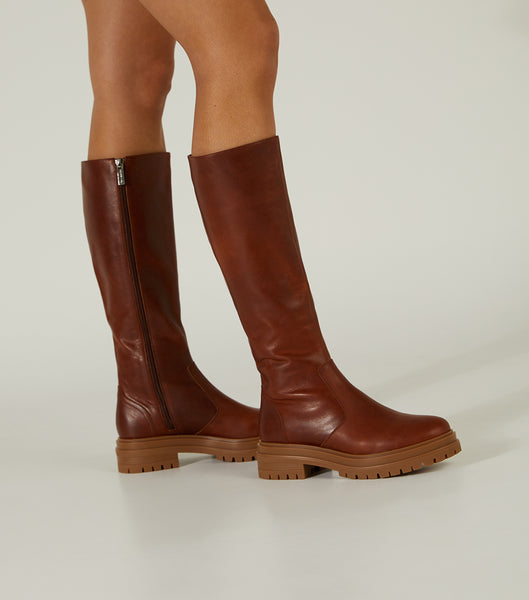 Tony Bianco Wanda Cognac 4.5cm Mid Calf Boots Bruna | DSEVO18573